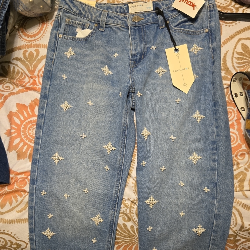 Chico's Light Blue Embellished Straight Leg Jeans